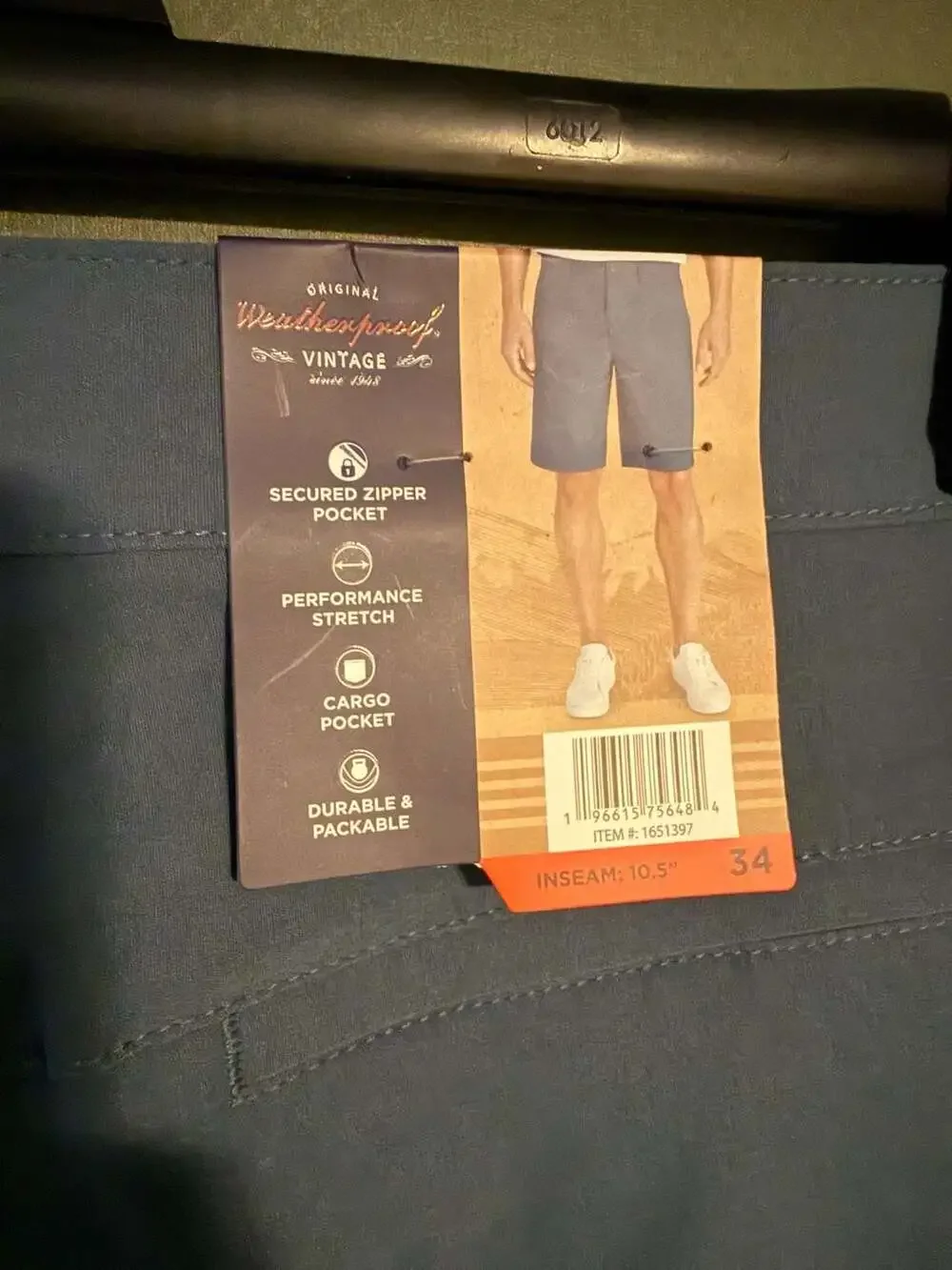 NWT‎ Weatherproof Vintage Cargo Shorts Men's Size 34 Blue Performance Stretch